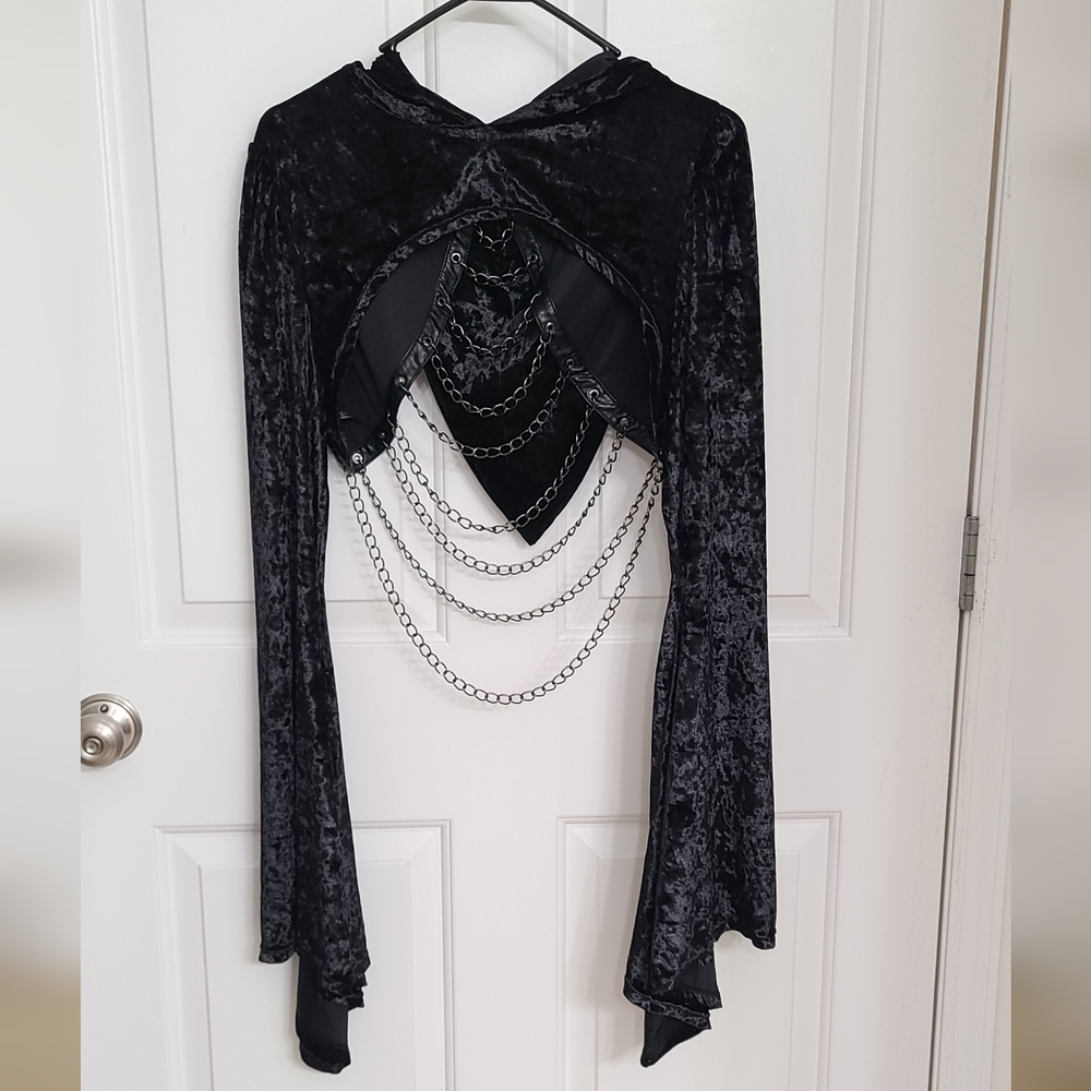 Widow Black Velvet Shrug with Chains